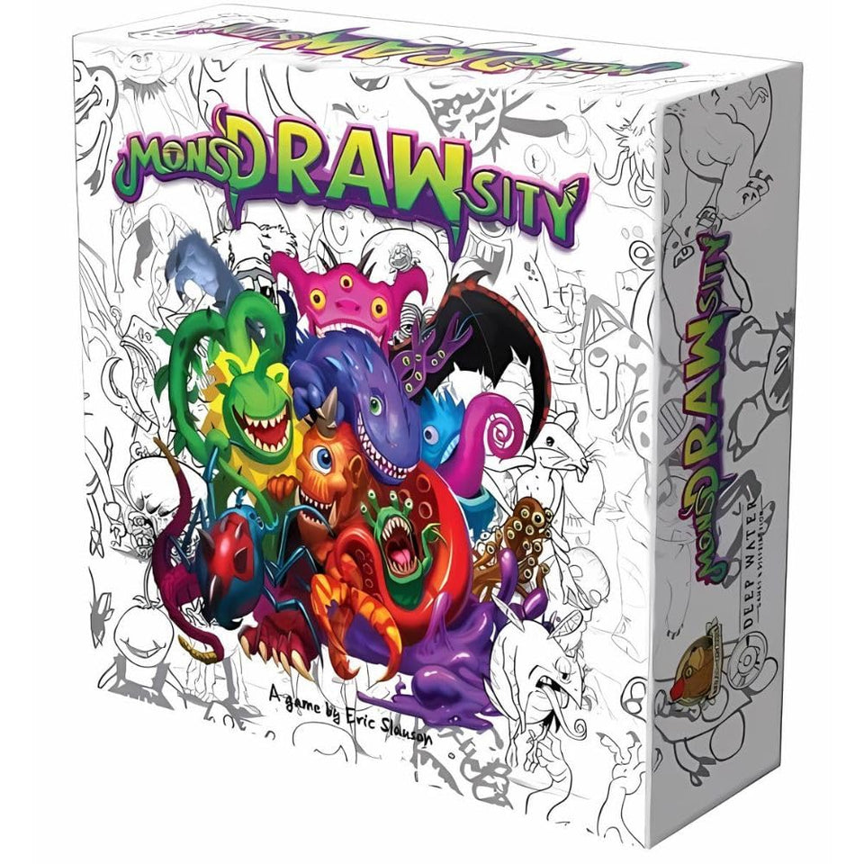 Deep Water Games MonsDRAWsity box and components for quick setup and party fun