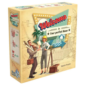 Deep Water Games Welcome To 2nd Edition cover art with a sunny 1950s town for family game night