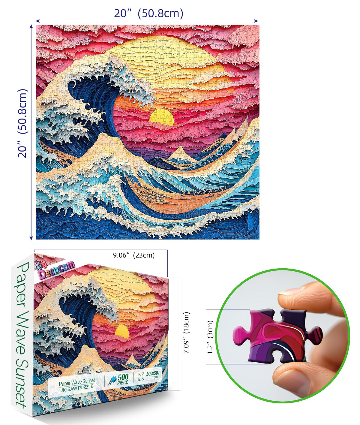 Deepcom ocean-wave puzzle emphasizes HD printing with crisp wave details for satisfying challenges.