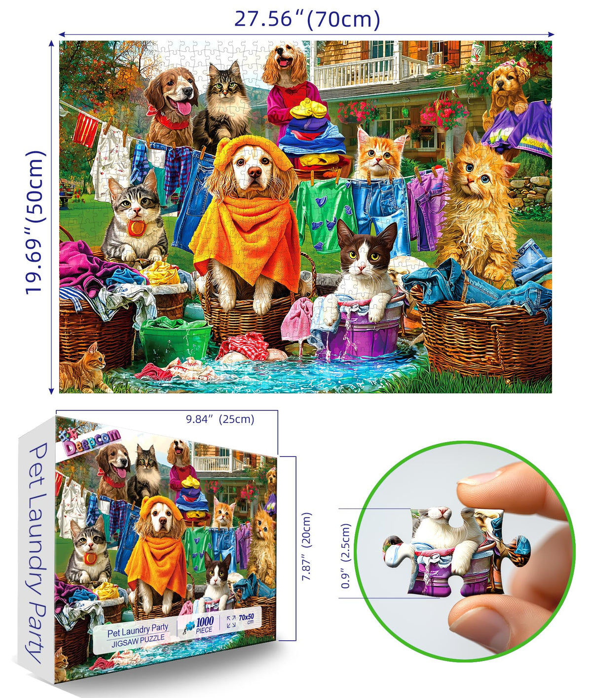 Deepcom Puzzles: interlocking pieces closeup, durable cardboard for satisfying snaps.