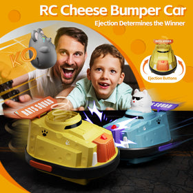 Deependo 2-Pack RC bumper cars side view highlighting twin remotes for independent play.