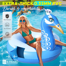 DeeprBetter peacock pool float lounging in sun for stylish pool vibes
