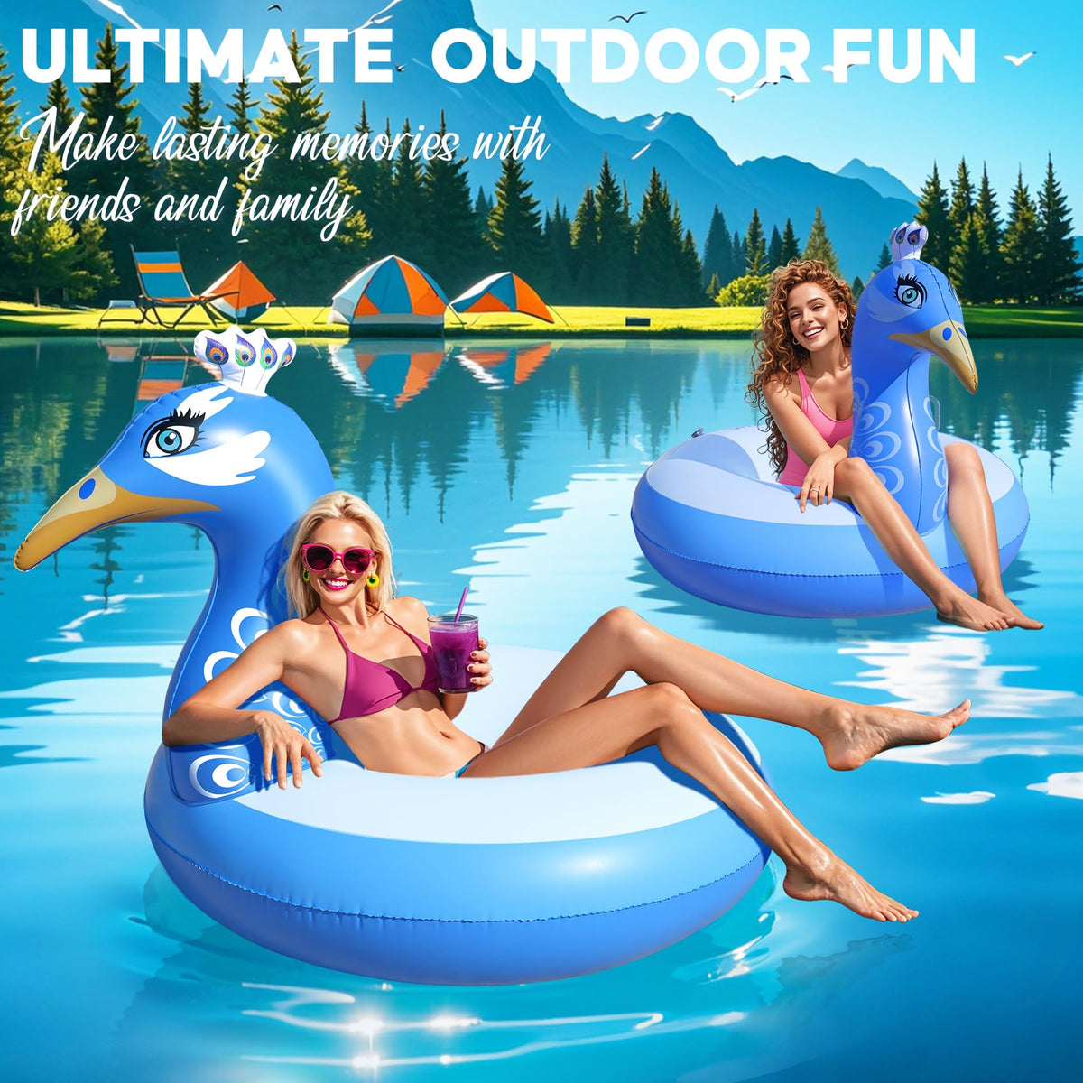 DeeprBetter peacock pool float portable and easy to transport