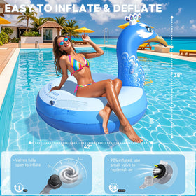 DeeprBetter peacock pool float quick inflation with large valves