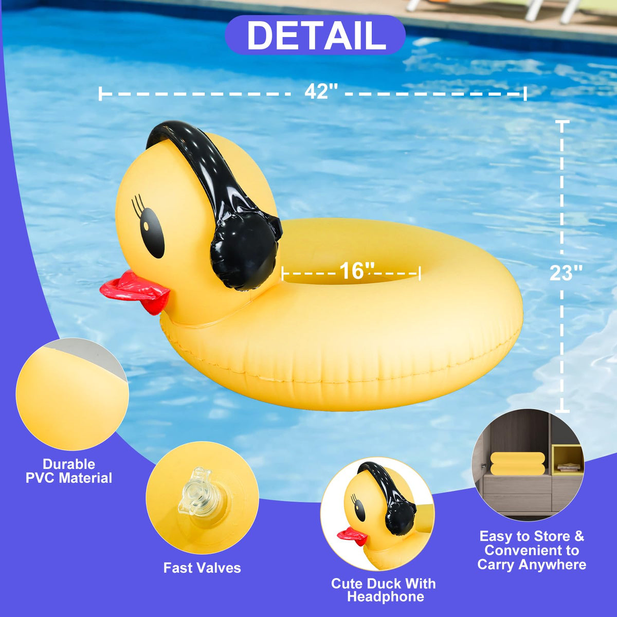 DeeprBetter portable duck pool float deflates for easy storage and travel