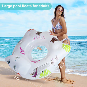 DeeprBlu pool float chair sized 47 by 47 inches for comfort.