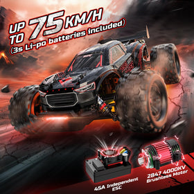 DEERC 4WD suspension with aluminum shocks enhances handling on uneven surfaces