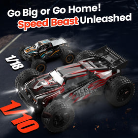 DEERC 9206E RC car features LED headlights for reliable night driving.