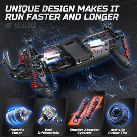 DEERC 9300E rear view shows a durable build for obstacle courses