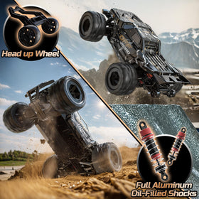 DEERC 9309E LED headlights and wheelie bar for night stunts