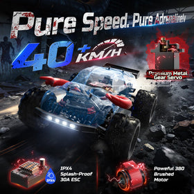 DEERC 9311E reaches 40 km/h with 4WD traction for fast driving on varied surfaces.