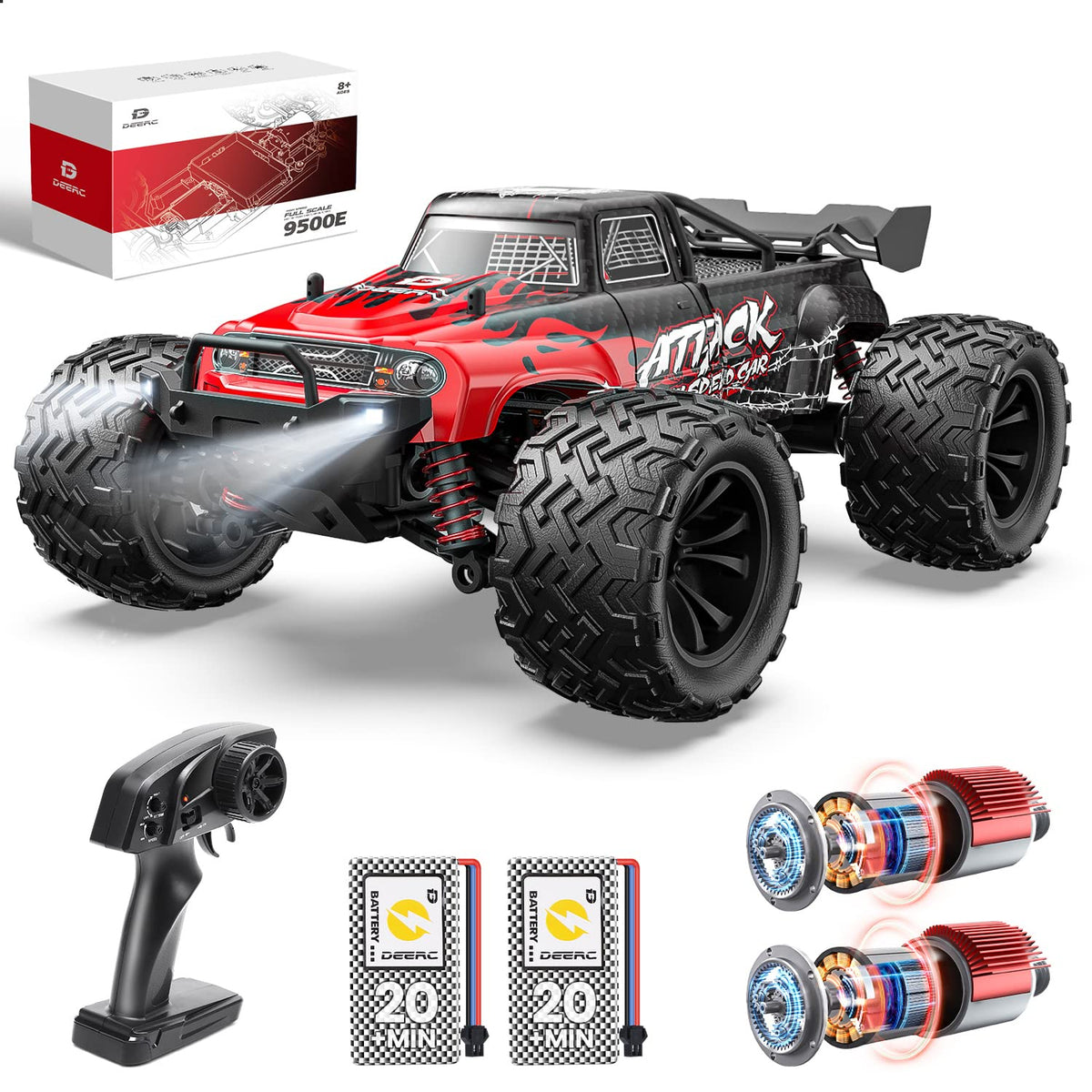DEERC 9500E gift-ready packaging appeals to RC enthusiasts and collectors.