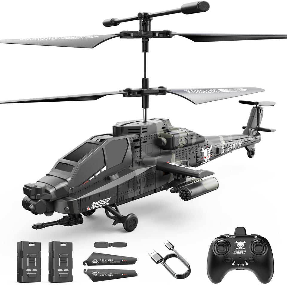 DEERC Apache design front view showing realism and appeal for indoor flight