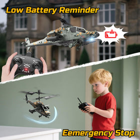 DEERC Apache LED lights illuminating night-like indoor flight