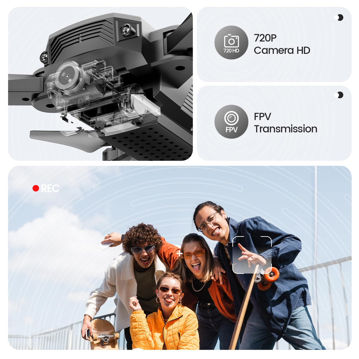 DEERC D20 FPV live view streams sky footage through the app