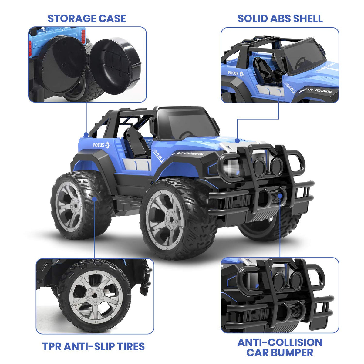 DEERC DE42 blue front-angle view showcases durable shell.