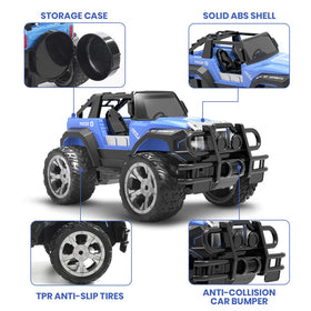DEERC DE42 blue front-angle view showcases durable shell.