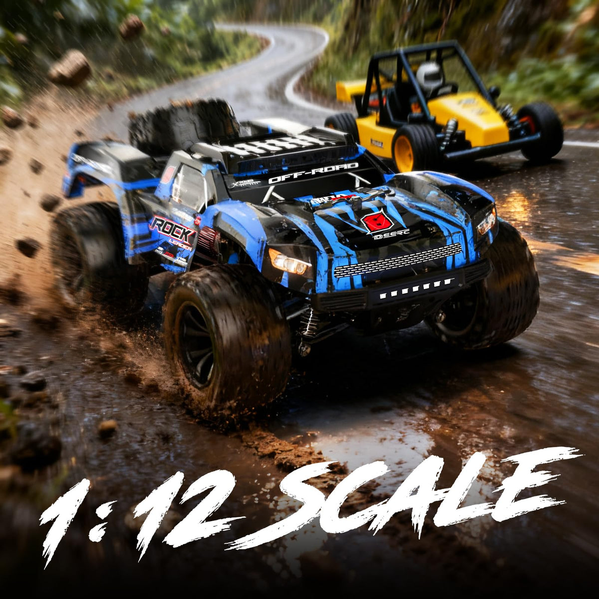 DEERC 1:12 dual-battery pack powers longer sessions and rapid swaps.