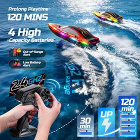DEERC four 1200mAh batteries for extended playtime during family races