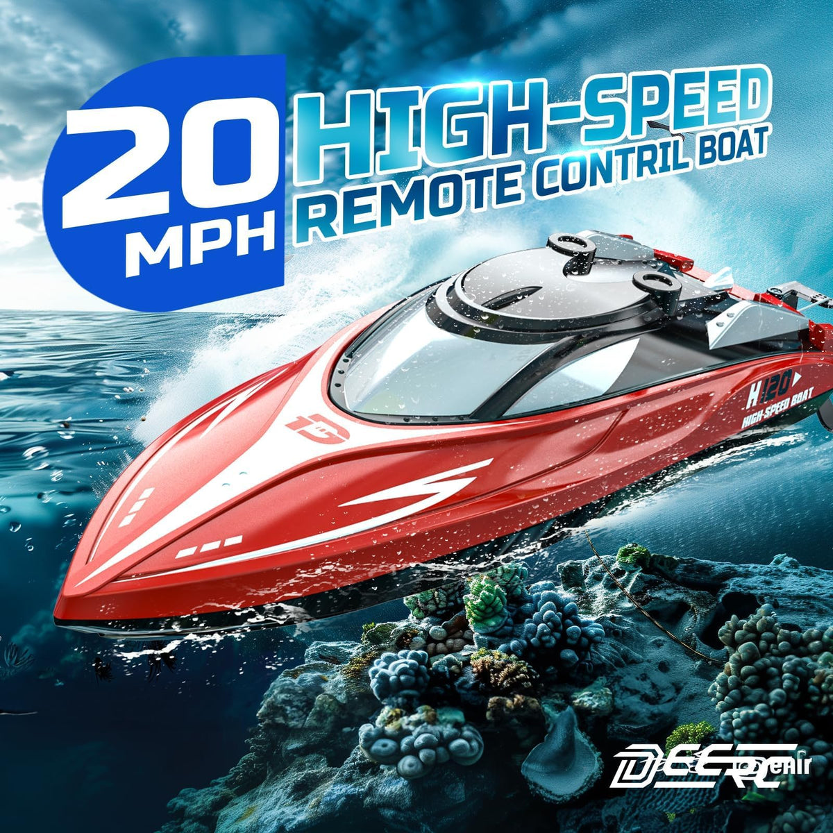 DEERC H120 RC boat capsize recovery keeps play smooth.