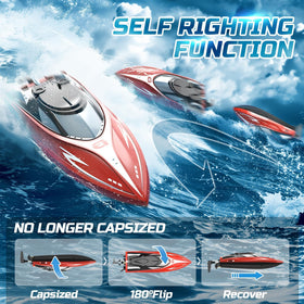 DEERC H120 RC boat rechargeable battery included for quick setup.