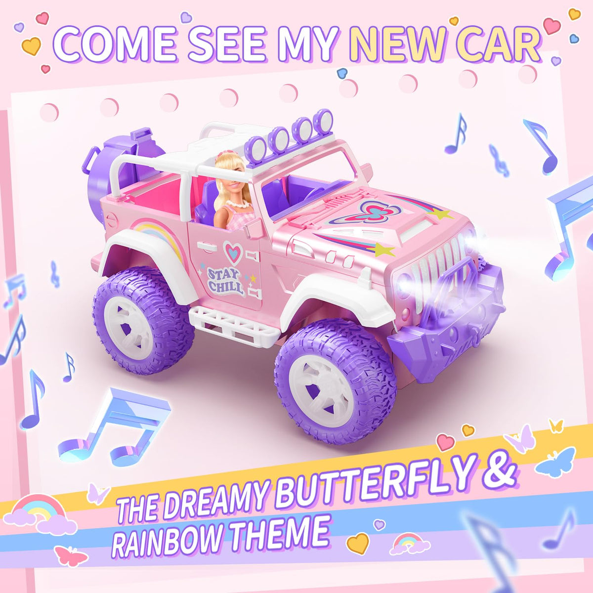 DEERC pink RC car anti-collision bumper boosts durability during rough play