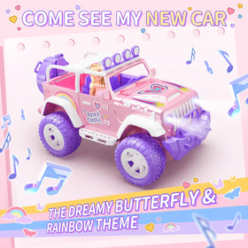 DEERC pink RC car anti-collision bumper boosts durability during rough play