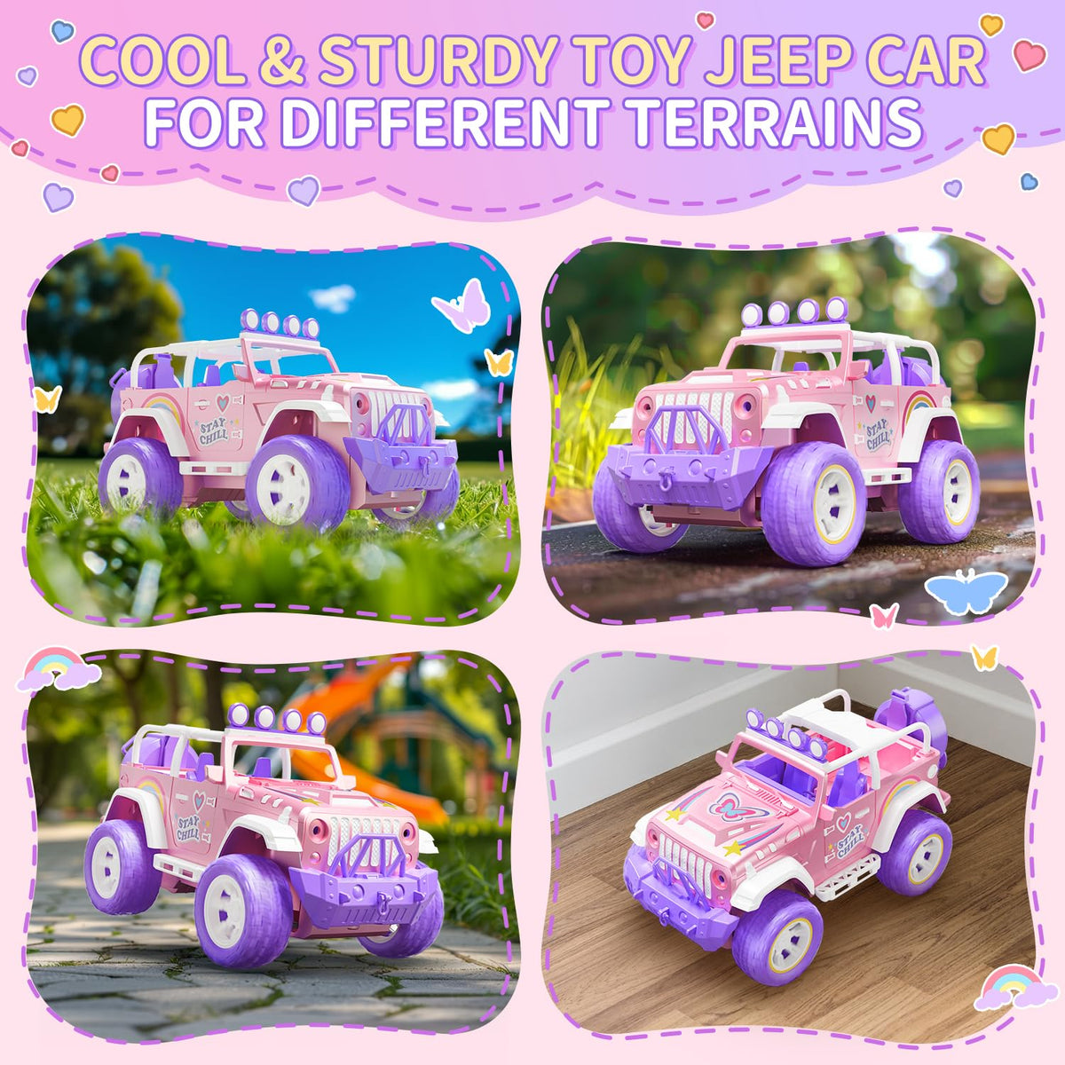 DEERC pink RC car front trailer hook enables easy on-the-go adventures