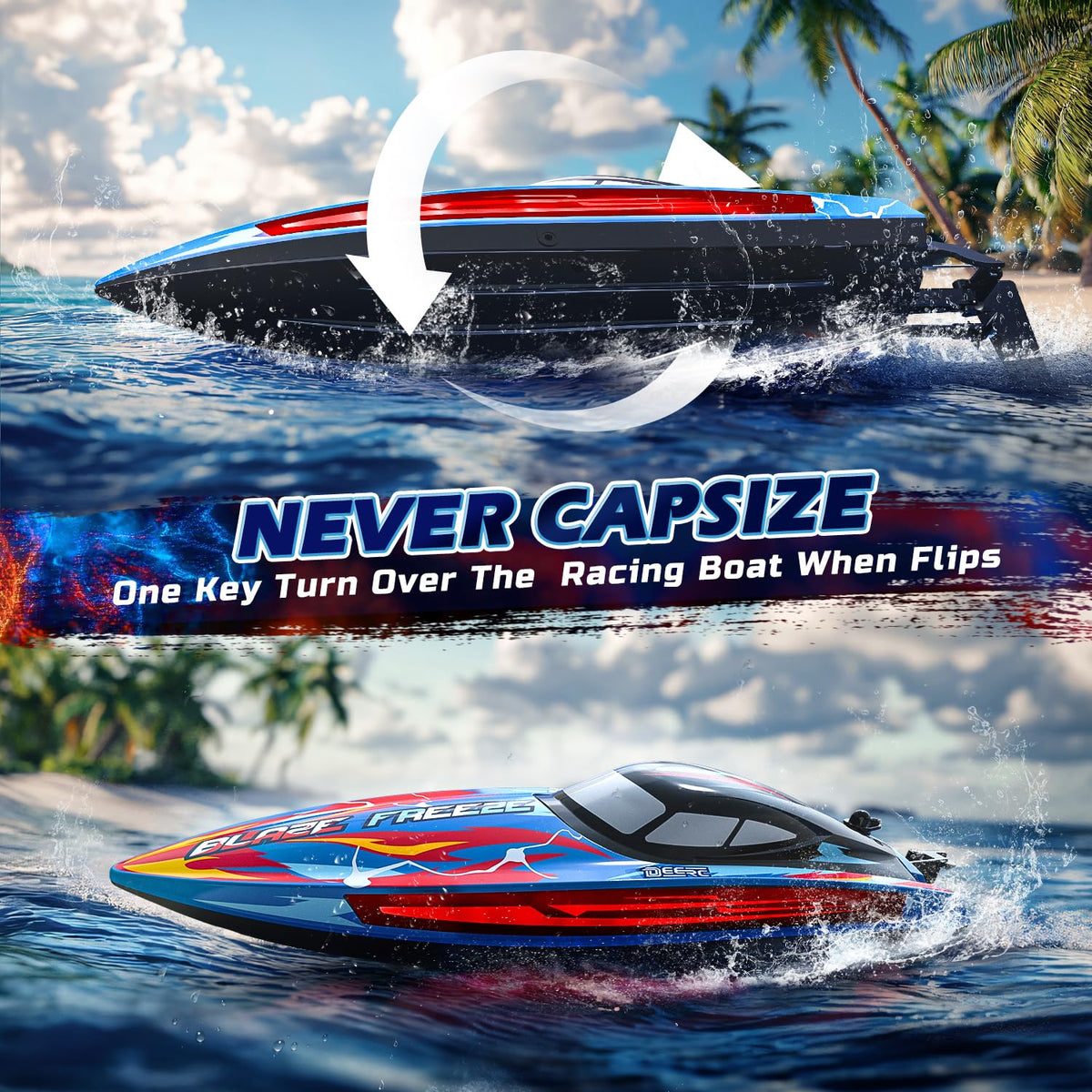 DEERC RC boat 2.4GHz remote enables interference-free racing