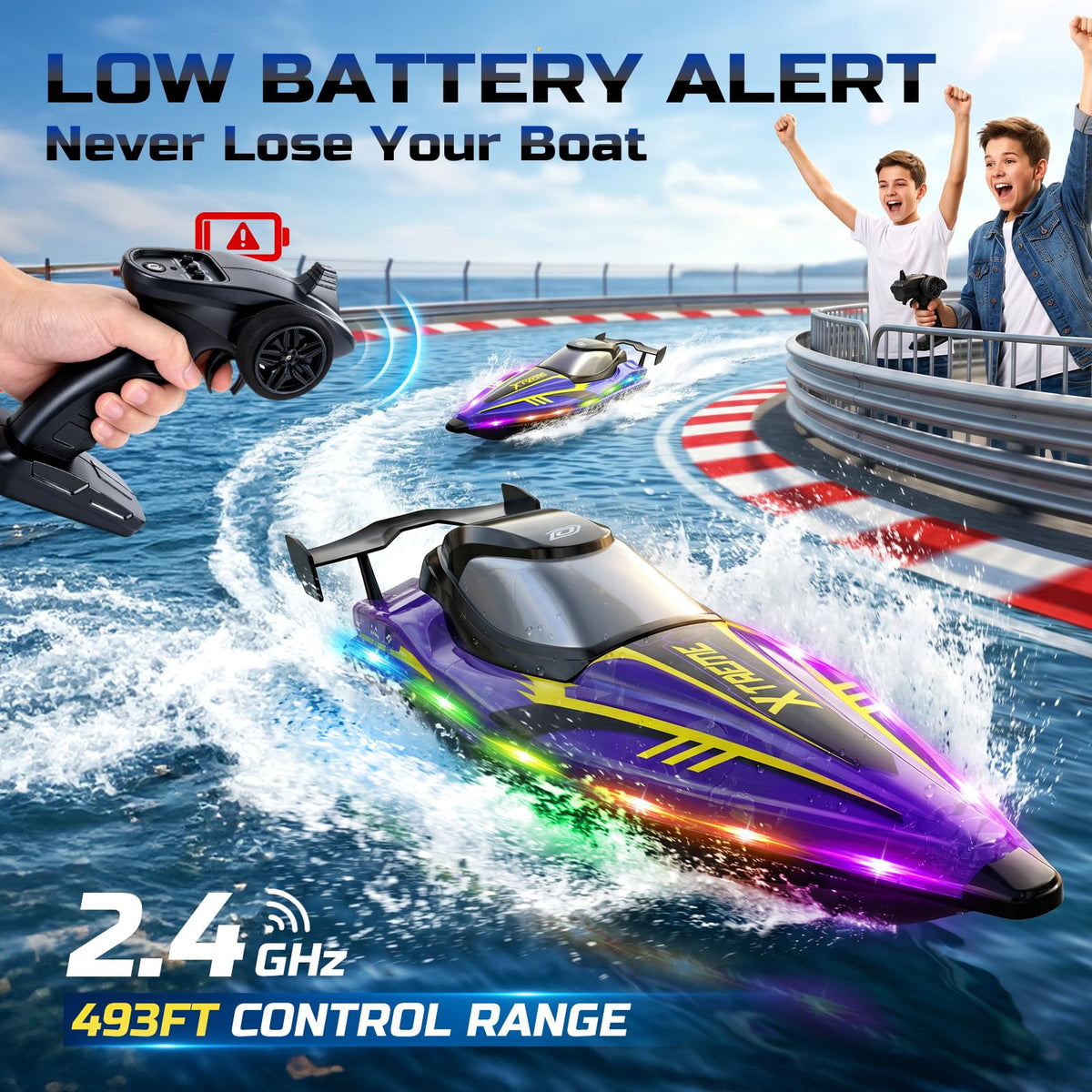 DEERC RC boat gift set includes everything for quick setup