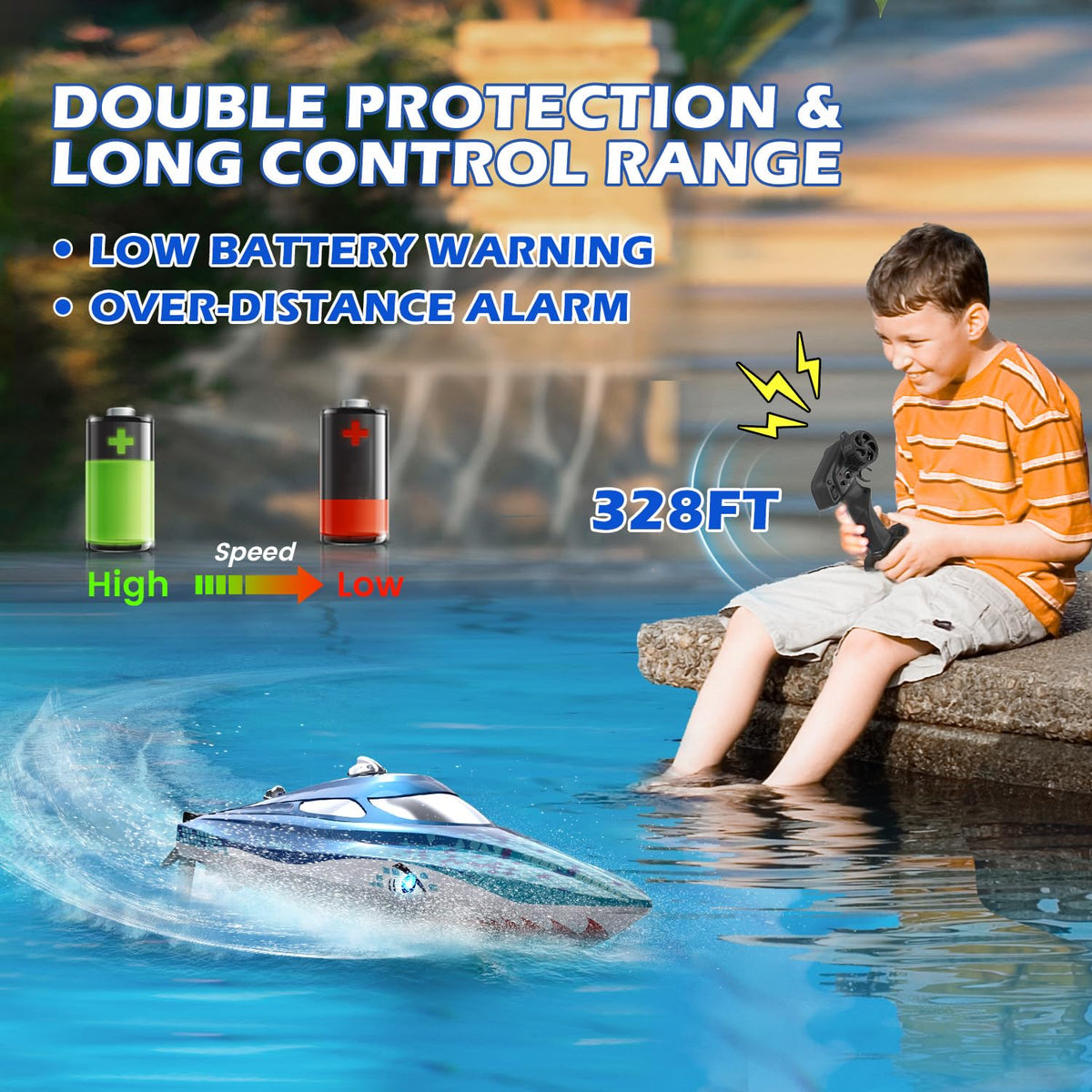 DEERC RC boat supports multiplayer races for competitive fun with friends.