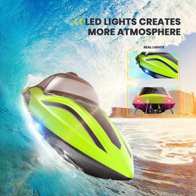 DEERC RC boat self-righting hull helps stay in the race