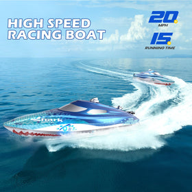 DEERC RC boat uses water cooling to help motor stay cool under load.