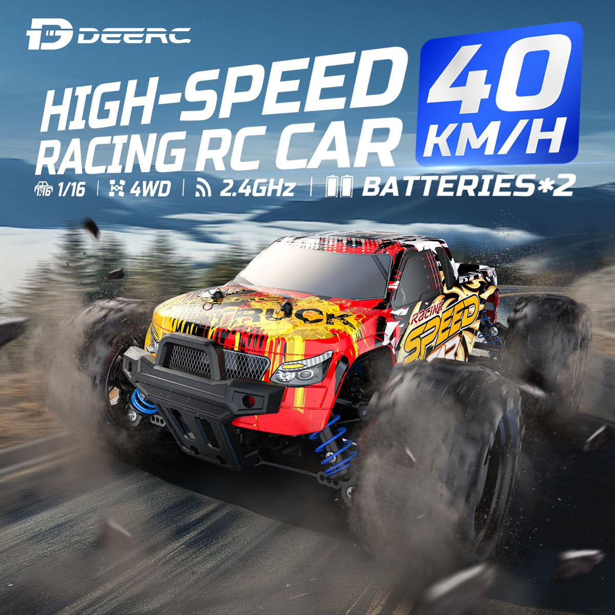 DEERC RC car with two batteries delivers extended playtime