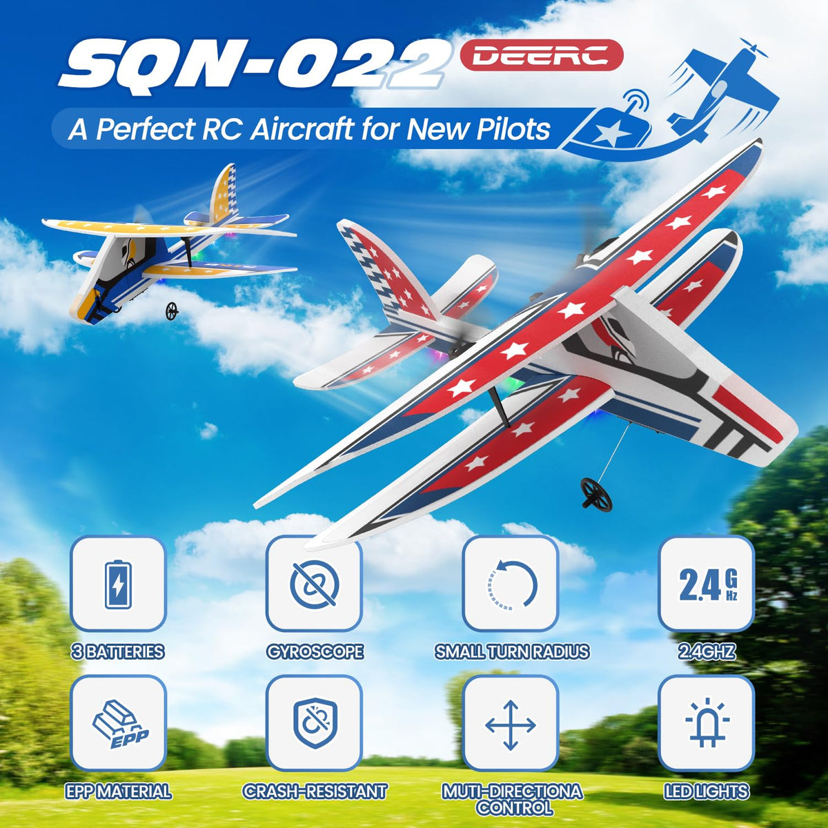 DEERC RC Plane beginner-friendly design enables easy handling in parks.