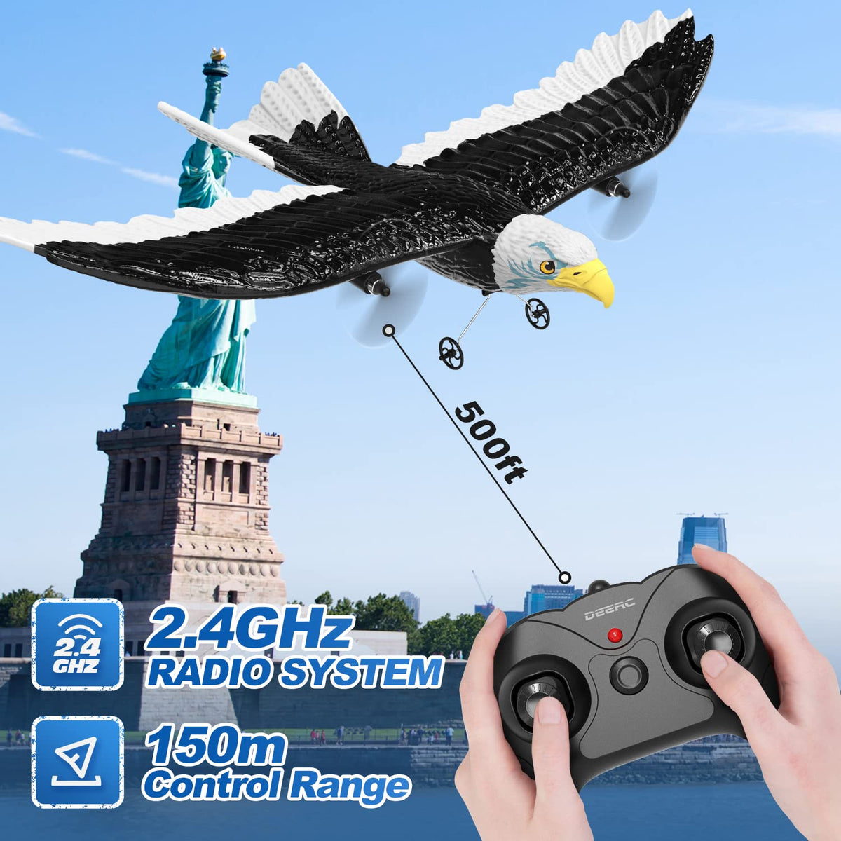 DEERC dual-battery setup extends flight time to about 22 minutes per session.