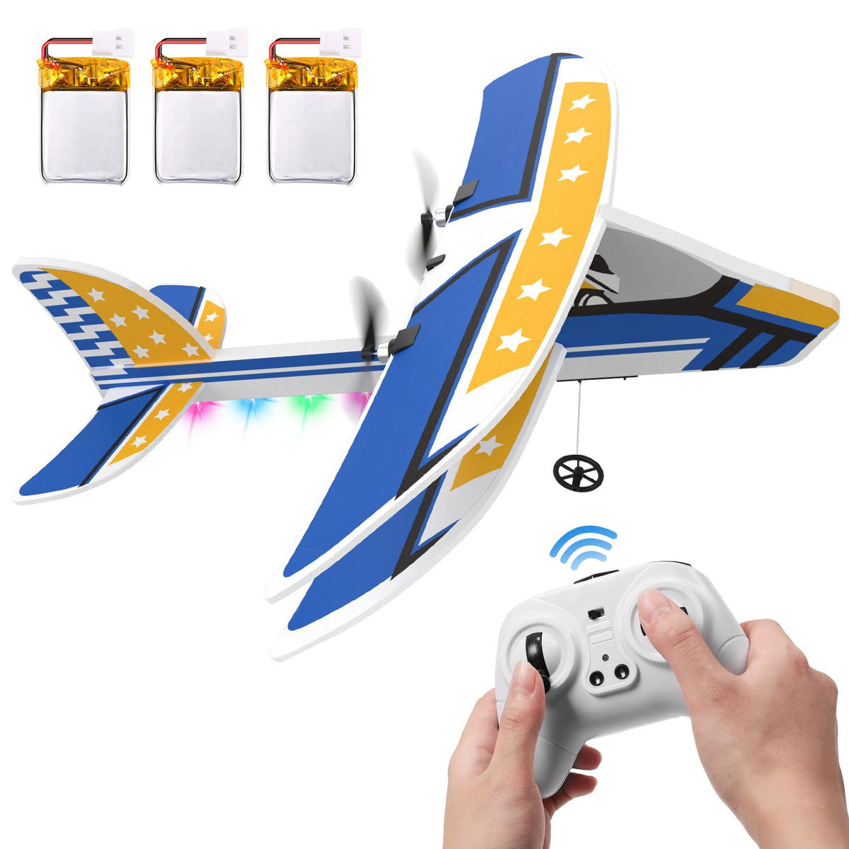 DEERC RC Plane side view shows beginner-friendly stabilization
