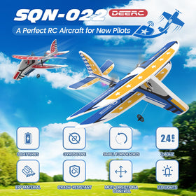 DEERC RC Plane top view highlights compact, park-friendly design