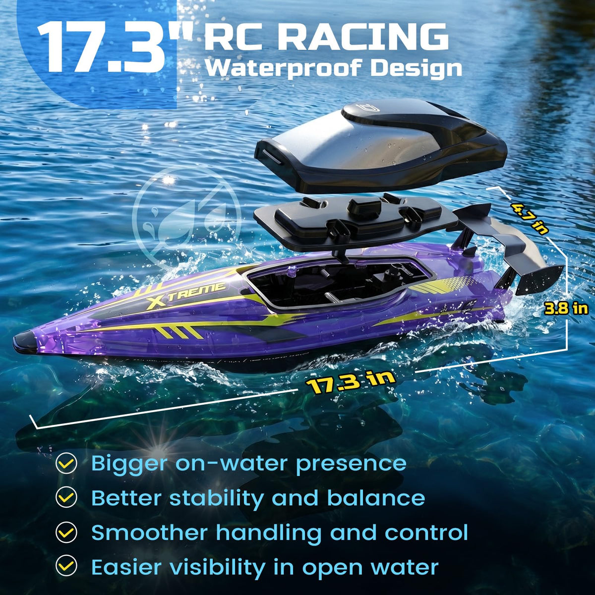 DEERC self-righting design and waterproof structure protect components on water