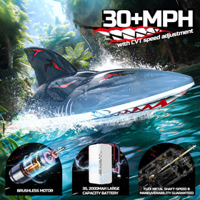 DEERC shark-themed design side profile with aggressive styling for thrilling water play