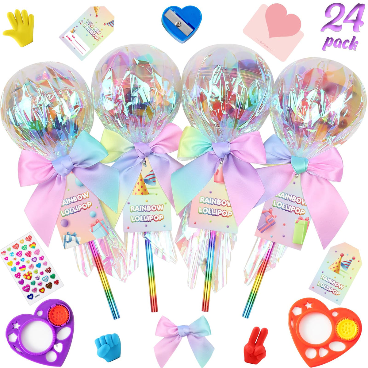 Deerher 24-pack rainbow stationery set for party favors and classroom gifts.