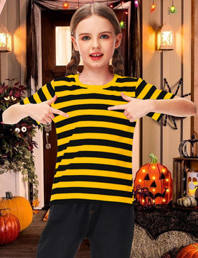 Deerose kids bee-inspired striped tee, easy to pair with pants or skirts.