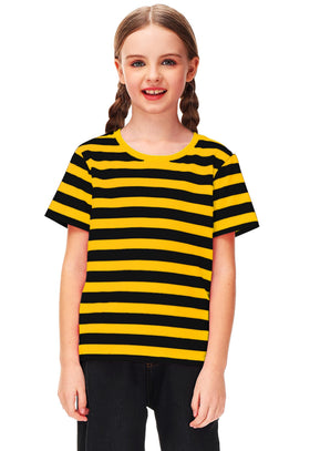 Deerose kids shirt, vivid black-yellow stripes for vibrant everyday outfits.