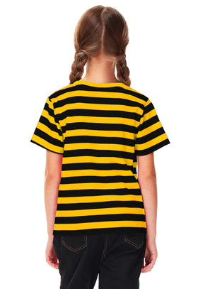 Deerose striped tee for children, quick pairing with jeans, shorts, or leggings.