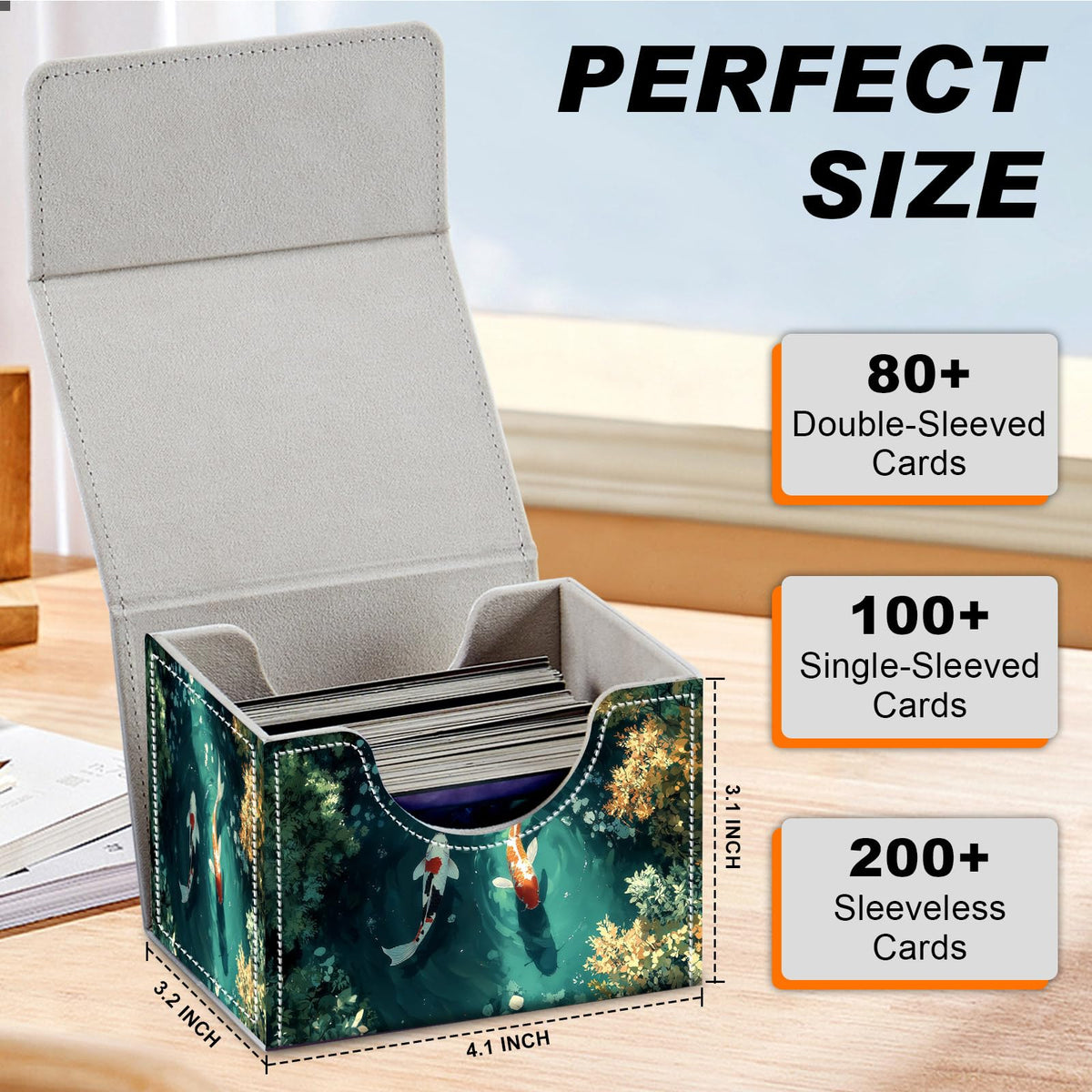DEGDFSGR deck box open lid view for easy card access with U-shape design