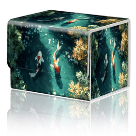 DEGDFSGR magnetic card storage box top view showing compact MTG deck box holds 200+ cards securely