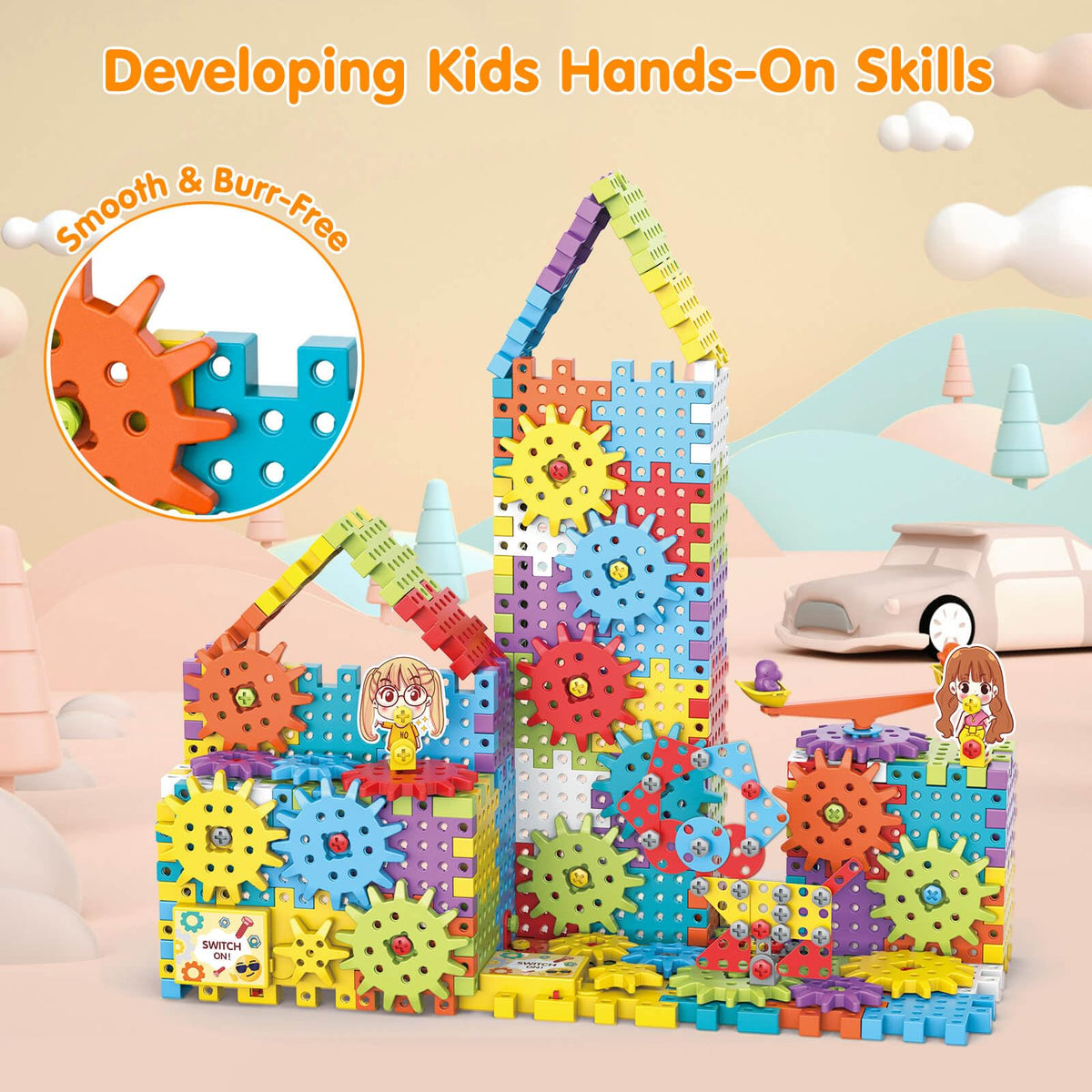 DEKILEA gears and blocks assembly highlights creative play and problem solving