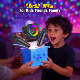 Delighkidz compact karaoke machine design fits shelves and gifts