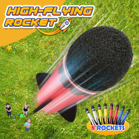 Delighkidz 4-color set enables multiplayer rocket launches outdoors.
