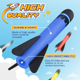 Delighkidz foam rockets close-up showing soft EVA foam and durability.